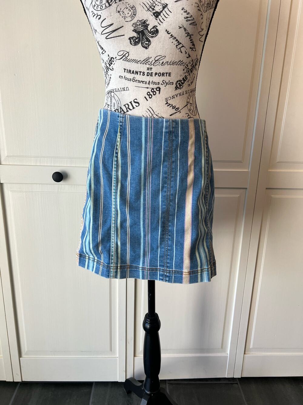 Wild Fable Striped Jean high waisted Mini skirt